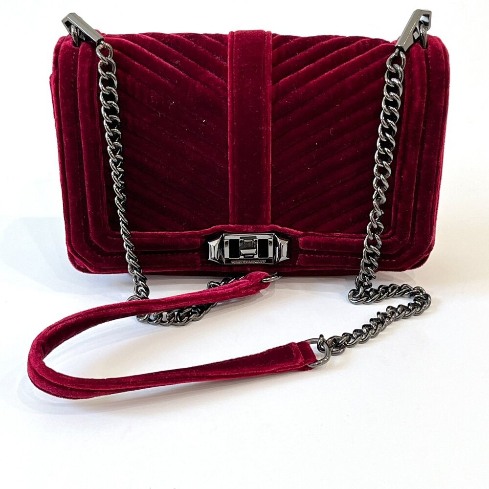 Rebecca Minkoff Quilted Velvet Crossbody Bag - Wine Red